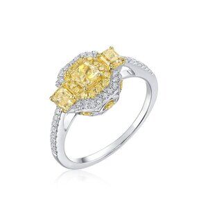 Diamond Cluster 14K (or 18k upon request) Yellow Gold Statement Ring